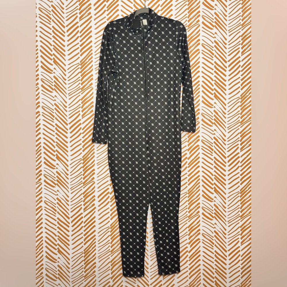 Divided Black and White Print Jumpsuit